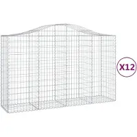 vidaXL Gabions avec arc surélevé 12pcs 200x50x120/140cm Fer galvanisé