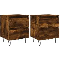 vidaXL Tables de chevet 2 pcs chêne fumé 40x35x50 cm bois ingénierie