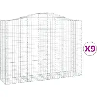 vidaXL Gabions avec arc surélevé 9 pcs. 200x50x140/160cm Fer galvanisé