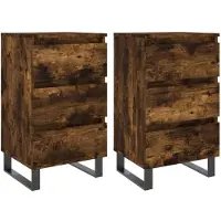 vidaXL Tables de chevet 2 pcs chêne fumé 40x35x69 cm bois ingénierie