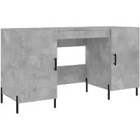 vidaXL Bureau gris béton 140x50x75 cm Bois composite