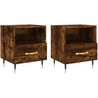 vidaXL Tables de chevet 2pcs chêne fumé 40x35x47,5cm bois d’ingénierie