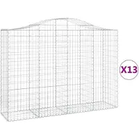 vidaXL Gabions avec arc surélevé 13pcs 200x50x140/160cm Fer galvanisé