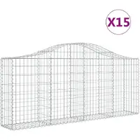 vidaXL Gabions avec arc surélevé 15 pcs. 200x30x80/100cm Fer galvanisé