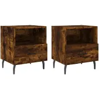 vidaXL Tables de chevet 2pcs chêne fumé 40x35x47,5cm bois d’ingénierie
