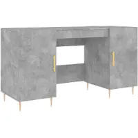 vidaXL Bureau gris béton 140x50x75 cm Bois composite