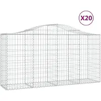 vidaXL Gabions avec arc surélevé 20 pcs 200x50x100/120cm Fer galvanisé