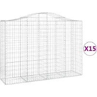 vidaXL Gabions avec arc surélevé 15pcs 200x50x140/160cm Fer galvanisé