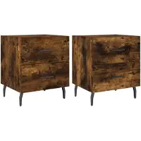 vidaXL Tables de chevet 2pcs chêne fumé 40x35x47,5cm bois d’ingénierie