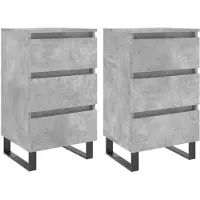 vidaXL Tables de chevet 2 pcs gris béton 40x35x69 cm bois d’ingénierie