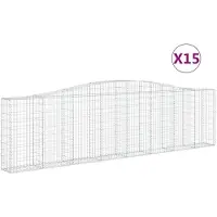 vidaXL Gabions avec arc surélevé 15pcs. 400x30x100/120cm Fer galvanisé