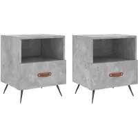 vidaXL Tables de chevet 2pcs gris béton 40x35x47,5cm bois d’ingénierie