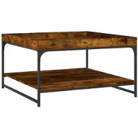 vidaXL Table basse chêne fumé 80x80x45 cm bois composite et fer