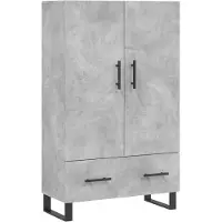 vidaXL Highboard gris béton 69,5x31x115 cm Bois composite