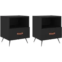 vidaXL Tables de chevet 2 pcs noir 40x35x47,5 cm bois d’ingénierie