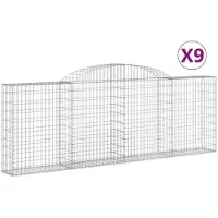 vidaXL Gabions avec arc surélevé 9 pcs. 300x30x100/120cm Fer galvanisé