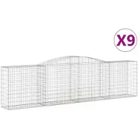 vidaXL Gabions avec arc surélevé 9 pcs. 400x50x100/120cm Fer galvanisé