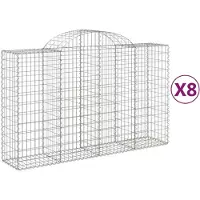 vidaXL Gabions avec arc surélevé 8 pcs. 200x50x120/140cm Fer galvanisé