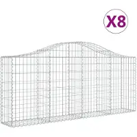 vidaXL Gabions avec arc surélevé 8 pcs. 200x30x80/100 cm Fer galvanisé