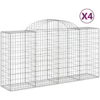 vidaXL Gabions avec arc surélevé 4 pcs. 200x50x100/120cm Fer galvanisé