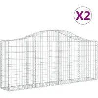 vidaXL Gabions avec arc surélevé 2 pcs. 200x30x80/100 cm Fer galvanisé