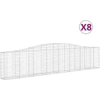 vidaXL Gabions avec arc surélevé 8 pcs. 400x30x80/100cm Fer galvanisé