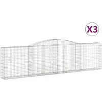 vidaXL Gabions 3 pcs voûtés 400x30x100/120 cm en fer