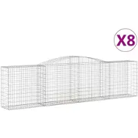 vidaXL Gabions avec arc surélevé 8 pcs. 400x50x100/120cm Fer galvanisé