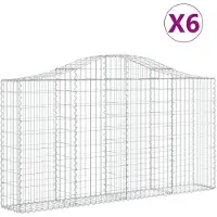 vidaXL Gabions avec arc surélevé 6 pcs. 200x30x100/120cm Fer galvanisé