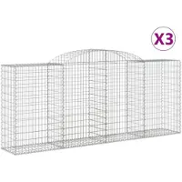 vidaXL Gabions avec arc surélevé 3 pcs. 300x50x120/140cm Fer galvanisé