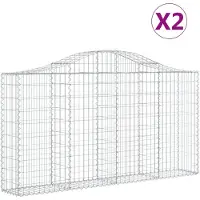 vidaXL Gabions avec arc surélevé 2 pcs. 200x30x100/120cm Fer galvanisé