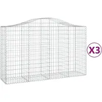 vidaXL Gabions avec arc surélevé 3 pcs. 200x50x120/140cm Fer galvanisé
