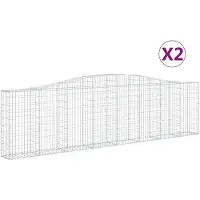 vidaXL Gabions avec arc surélevé 2 pcs. 400x30x100/120cm Fer galvanisé