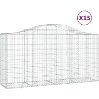 vidaXL Gabions avec arc surélevé 15 pcs 200x50x100/120cm Fer galvanisé