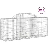 vidaXL Gabions avec arc surélevé 14 pcs. 200x50x80/100cm Fer galvanisé