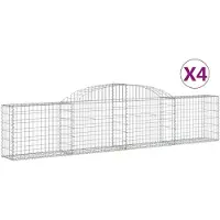vidaXL Gabions avec arc surélevé 4 pcs. 300x30x60/80 cm Fer galvanisé