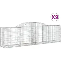 vidaXL Gabions avec arc surélevé 9 pcs. 300x50x80/100 cm Fer galvanisé