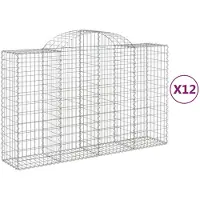 vidaXL Gabions avec arc surélevé 12pcs 200x50x120/140cm Fer galvanisé