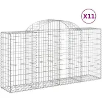 vidaXL Gabions avec arc surélevé 11 pcs 200x50x100/120cm Fer galvanisé