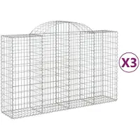 vidaXL Gabions 3 pcs voûtés 200x50x120/140 cm en fer