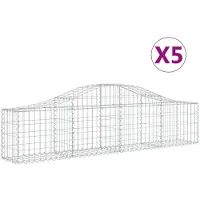 vidaXL Gabions avec arc surélevé 5 pcs. 200x30x40/60 cm Fer galvanisé