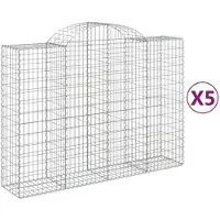 vidaXL Gabions avec arc surélevé 5 pcs. 200x50x140/160cm Fer galvanisé