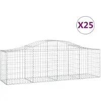 vidaXL Gabions avec arc surélevé 25 pcs. 200x50x60/80 cm Fer galvanisé