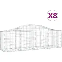 vidaXL Gabions avec arc surélevé 8 pcs. 200x50x60/80 cm Fer galvanisé