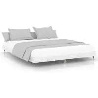 vidaXL Cadre de lit blanc brillant 140x200 cm Bois composite