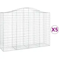 vidaXL Gabions avec arc surélevé 5 pcs. 200x50x140/160cm Fer galvanisé