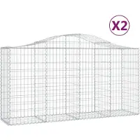 vidaXL Gabions avec arc surélevé 2 pcs. 200x50x100/120cm Fer galvanisé