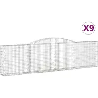 vidaXL Gabions avec arc surélevé 9 pcs. 400x30x100/120cm Fer galvanisé