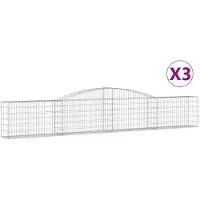 vidaXL Gabions avec arc surélevé 3 pcs. 400x30x60/80 cm Fer galvanisé