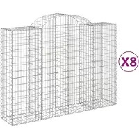 vidaXL Gabions avec arc surélevé 8 pcs. 200x50x140/160cm Fer galvanisé
